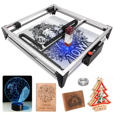 LUNYEE 4040Pro Gravador a laser, 80W / 50W Máquina de corte de trilho guia linear de gravação a laser 445nm luz azul Cnc trabalho em madeira
