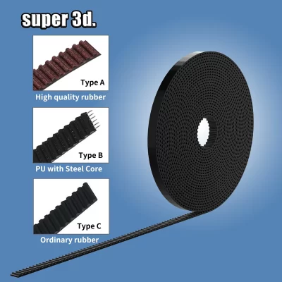 GT2-6mm correia dentada aberta largura 6mm 10mm gt2 correia pu com núcleo de aço 2gt correia síncrona de borracha baixa poeira peças de impressora 3d