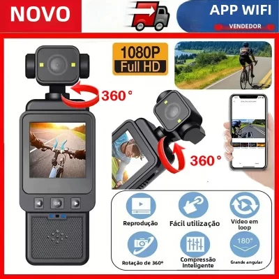 Mini câmera HD 1080P com WiFi - Câmera corporal da polícia, visão noturna IR, gravador de esportes e equitação, filmadora digital portátil