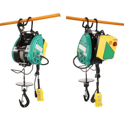 Talha elétrica portátil com furo duplo, suspensão 220v, guindaste doméstico, construção rápida, sem escova, 160kg, 30m, guincho elétrico