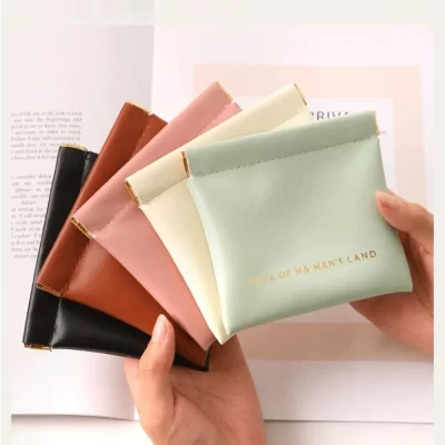 Simples batom maquiagem saco de armazenamento moda feminina portátil mini chave jóias organizador cosméticos bolsa bolsa pu pequenos sacos presente