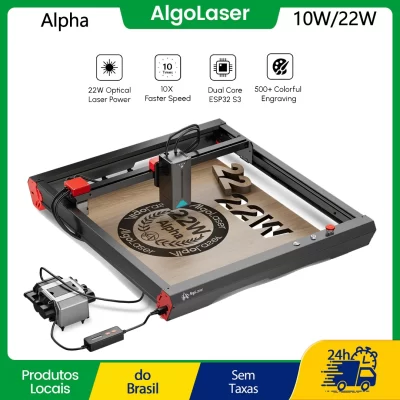 AlgoLaser Alpha 22W Potente Gravador a Laser 20000mm/min Máquina de Corte a Laser CNC para Aço Inoxidável Madeira Plástico Negócios DIY