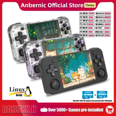ANBERNIC-Consolas de Mão para Jogar Videogames, Retro Game Player, 3.5 "IPS, 640x480 Screen, 3300 mAh, 5000 Games, RG35XX H
