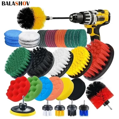 Kit de cabeça de escova de broca elétrica, escova de limpeza elétrica para carpete, banheiro, cozinha, banheiro, ferramenta de limpeza de carro, conjunto de lavagem