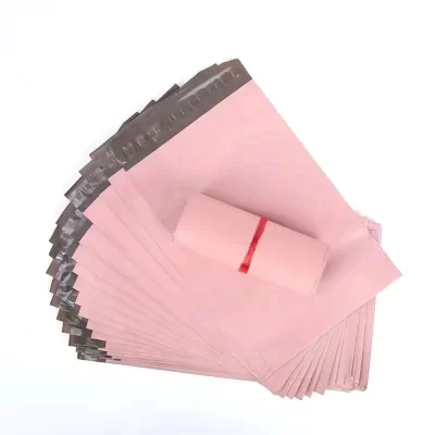 Inplustop 50 pçs cor rosa envelope sacos de armazenamento pe plástico correio saco de transporte à prova dwaterproof água auto adesivo selo bolsa saco de correio