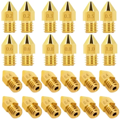24 peças 0.2-1.0mm bicos extrusores de tamanhos mistos bicos de impressora 3d para mk8 para makerbot creality CR-10 ender 3 5 anet a8 a8 + et4