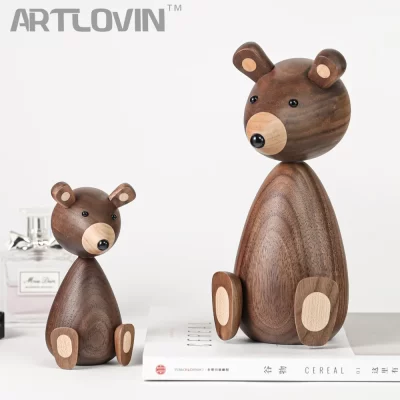 Dinamarca Urso Marrom De Madeira, Presentes Da Família, Artesanato, Brinquedos, Esquilo De Madeira, Figurinhas Decorativas Para Casa, Design Nórdico, Decoração do quarto, Alta Qualidade