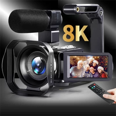 Portátil Ultra HD Gravação Camcorder, 8K Câmera de Vídeo, 8K, 3 "LCD Touch Screen, 60FPS, 64MP, 18x Zoom Digital Camera Recorder, WiFi
