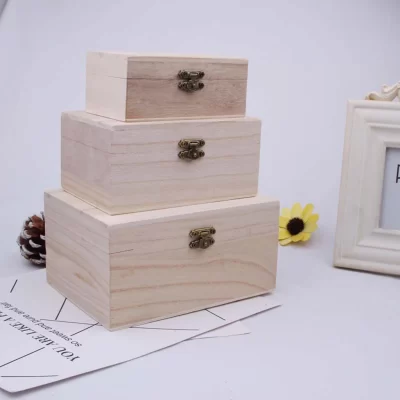 1/3 pçs log cor escocês madeira lisa quadrado articulado caixas de armazenamento artesanato caixa de presente artesanal caso caixa de armazenamento organização