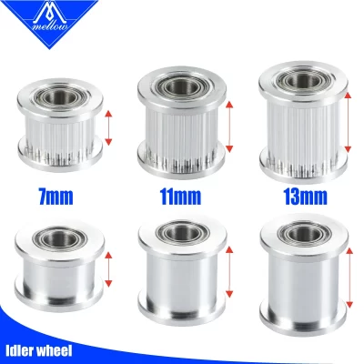 Mellow peças de impressoras 3d 1 peça gt2 polia dentada intermediária 20 dente furo da roda 5mm dentes de engrenagem de alumínio para correia dentada gt2 6mm