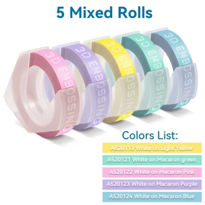 5 pacote de cores misturadas 3d gravação fita de etiqueta pvc 9mm compatível com dymo fabricantes de etiquetas manuais motex e101 1610 1880 12965 impressoras de etiquetas