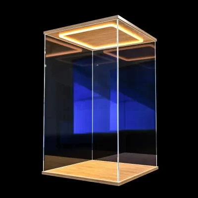 Armário de exibição acrílico com anel de luzes LED para figura de ação, caixa de armazenamento de montagem com porta para modelos e coleções de carros
