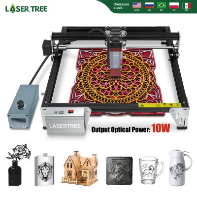 Laser tree LT-K1 mini máquina de gravação a laser com 10w laser cabeça gravador a laser corte ttl luz azul módulo laser ferramenta para trabalhar madeira