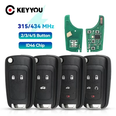Keyyou 315/433mhz id46 chip flip chave remota do carro para chevrolet cruze sonic malibu impala equinox camaro orlando para opel vauxhall