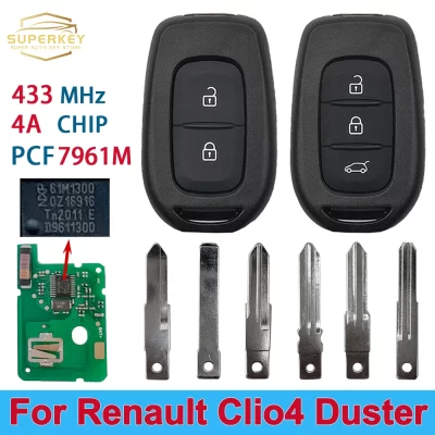 Chip oem pcf7961m 4a para renault dacia logan 2 sandero lodgy dokker tráfego clio4 espanador kiwid 2/3 botões 433mhz chave remota do carro