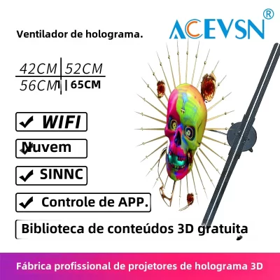 42cm/52cm/56cm/65cm 3d holográfico led ventilador display para publicidade/loja/casamento alto brilho logotipo personalizado projetor diy