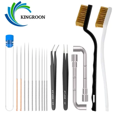 Kingroon ferramenta de limpeza de impressora 3d, fio de cobre, escova de dentes, bico, agulha de limpeza, peças de impressora 3d, kit de chave de ferramenta de limpeza
