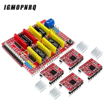 Placa de Expansão para Arduino, CNC Escudo, V3 Máquina de Gravura, Impressora 3D, A4988 Driver, 4pcs