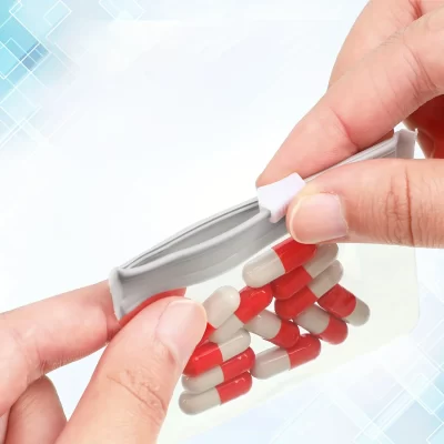 7 sacos do malote da pilha dos pces, conjunto reutilizável do malote da pilha com zíper, organizador da medicina 7 cores auto selagem, sacos translúcidos da medicina trave