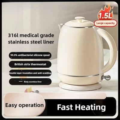 Chaleira elétrica doméstica 220v, 1500ml, água fervente, chaleira automática e prevenção de corrosão, aço inoxidável 316 interno