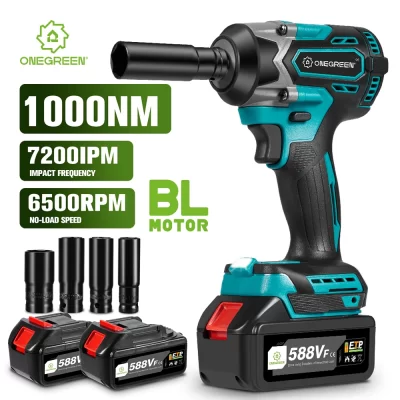 Chave de impacto elétrica sem escova 1000N.M Chave elétrica sem fio de 1/2 polegada Chave de fenda Soquete Ferramentas elétricas para bateria 21V 18V