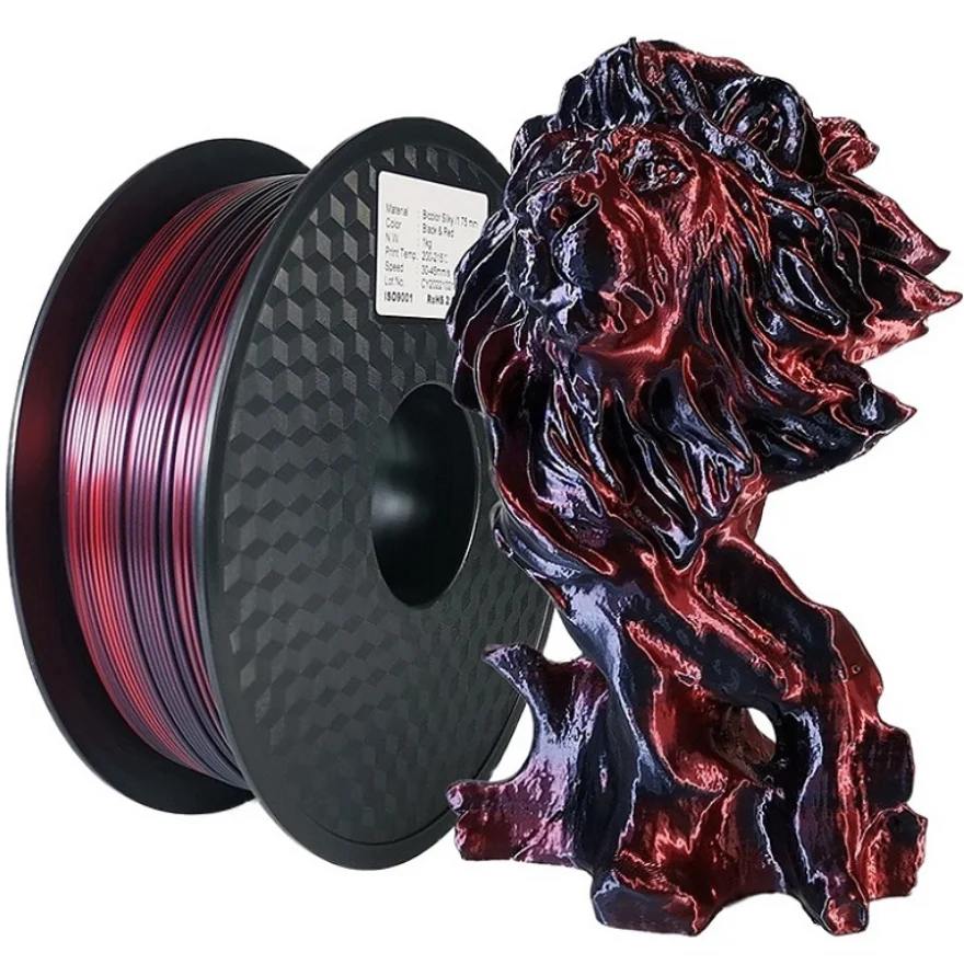 Novo filamento de seda dupla cor pla 1.75mm 1kg 500g 250g impressora 3d material plástico duas cores pla filamento sedoso prata azul - Image 2