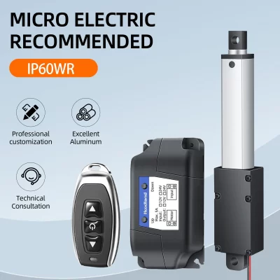 Dc6v 12v 24v pequeno atuador linear força máxima 33lbs mini motor elétrico para gabinetes robitcs com suporte remoto sem fio livre