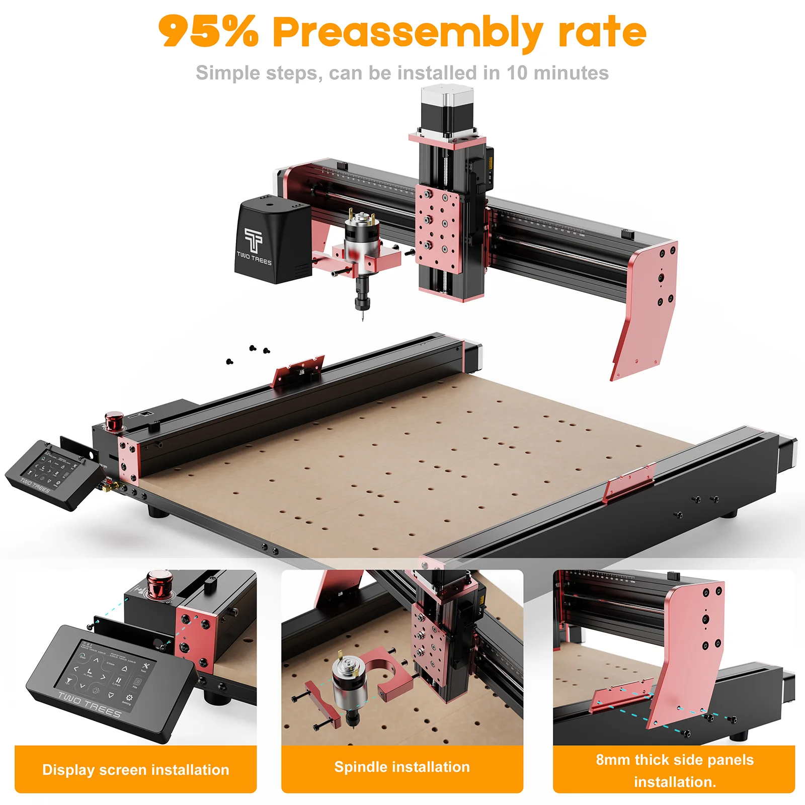Twotrees TTC450 PRO CNC Router Machine 4 eixos 90% montado CNC marcenaria gravação a laser corte madeira metal controle GRBL - Image 4