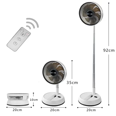 Ventilador dobrável portátil 6000mAh USB Controle Remoto Refrigerador de ar silencioso recarregável sem fio Ventilador de chão para casa ao ar livre