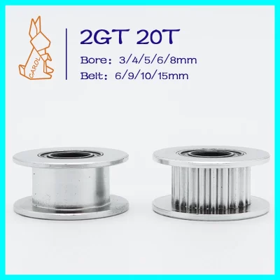 Polia intermediária de 20 dentes 2gt, furo 3/4/5/6/8mm com largura da correia de rolamento 6/9/10/15mm, polia dentada gt2 20t, impressora 3d, tensor sincronou