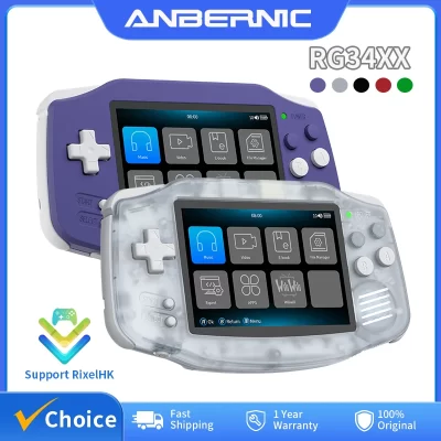 ANBERNIC RG34XX Retro Console de jogos portátil 3.4 ''IPS Linux 64 bits 3500mAh Reprodutor de videogame suporta streaming WIFI Bluetooth