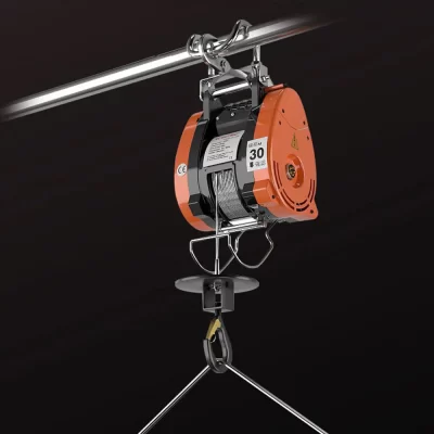 300kg 30m grua elétrica 220v pequena corda de fio doméstico grua elétrica controle remoto portátil levantamento pequeno guindaste duplo gancho