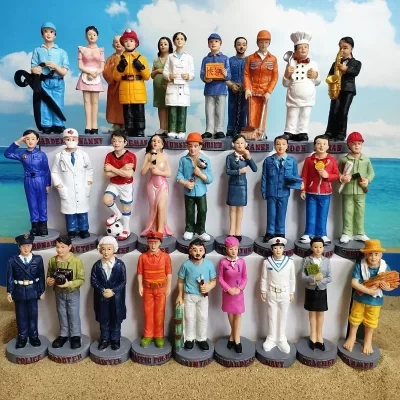 Personagem profissional Estatuetas Set para Decoração de Mesa, Doutor Estatueta, Enfermeira e Astronautas Trabalhadores Em Miniatura, Pessoas Pequenas