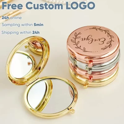 Espelho compacto personalizado gratuito, espelho de maquiagem de bolso personalizado, lembranças de casamento, espelho dobrável para convidados, lembrança de casamento, presentes de noiva