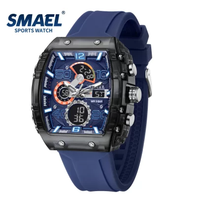 Smael 8109 novo relógio masculino multifuncional esportes 50m à prova dwaterproof água dupla exibição led night light lazer estudante relógio eletrônico
