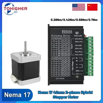 Nema17 caixa de engrenagens motor de passo de circuito aberto 34/40/48/60mm comprimento 4 derivações 2ph 0.28/0.42/0.56/7nm para impressora 3d cnc máquinas-ferramentas laser