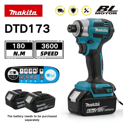 Makita dtd173 3600rpm driver de impacto sem fio 180nm motor sem escova furadeira elétrica madeira/parafuso/modo t para makita 18v bateria