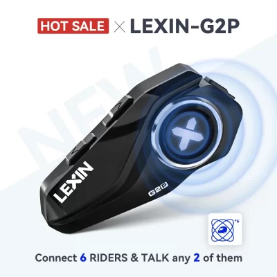 Lexin-G2 Motocicleta Intercom Capacete, Headsets Bluetooth, Handsfree Communicator, Interfone com Rádio FM, até 6 pilotos, Novo