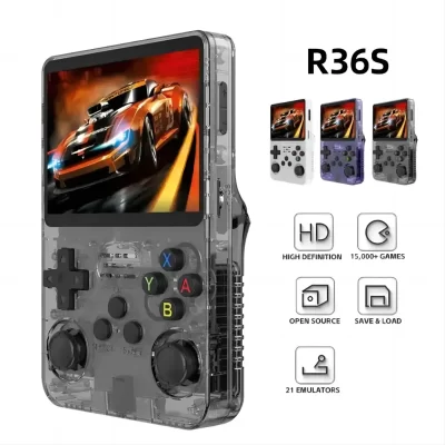 R36s retro console de videogame portátil 3.5 Polegada tela ips player criança portátil bolso player vídeo 64gb 10000 + jogos sistema arkos