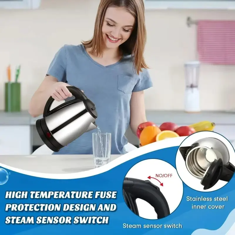 Chaleira elétrica de viagem, chá, café, 2l, aço inoxidável, portátil, caldeira de água, para hotel, família, viagem, cozinha, chaleira inteligente - Image 5