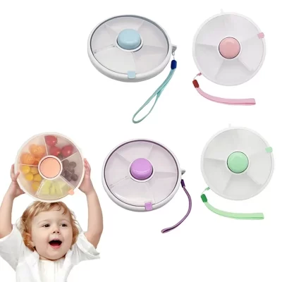 Lancheira rotativa circular, recipiente para lanche, à prova de umidade, selado, bandeja de frutas, girador, caixa de doces, portátil, caixa de armazenamento de sementes de melão