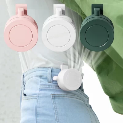 Mini ventilador elétrico de refrigeração a ar, cintura pendurada, pescoço pendurado, sem folhas, refrigerador portátil, USB, 3 velocidades, menina, 900mAh