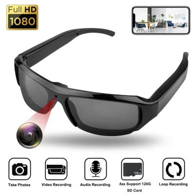 Portátil 1080p hd mini óculos câmera gravador de vídeo wearable óculos de sol câmera esportes ao ar livre dv dvr vigilância filmadora
