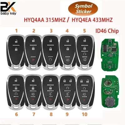 Chave BB 315/433MHz HYQ4AA HYQ4EA Chave remota para Chevrolet Camaro Volt Blazer Traverse Camaro Cruze Malibu Sonic Equinox Spark