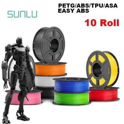 Sunlu filamento 3d petg/abs/aberto abs/asa/tpu 1.75mm 10 rolo 1kg (tpu 0.5kg/rolo) filamento de impressora 3d para impressora 3d