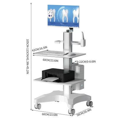 Lamden carrinho médico equipamento de laboratório dentário roda silenciosa scanner oral host titular carrinho/monitor carrinho móvel com freio/soquete