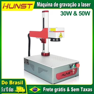 Máquina pequena de marcação a laser Hunst, 30W 50W portátil, dobrável, mini gravador de fibra, presente de marcação DIY, gravação de joias de metal