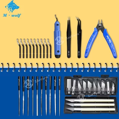 Modelo 3d ferramenta de moagem rebarbação kit faca gravura ferramenta escultura diy arquivo cortador raspador ferramenta corte peças impressora 3d