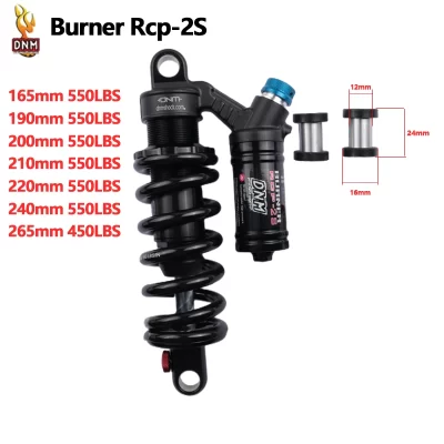 Dnm Burner Rcp2S bicicleta de montanha, amortecedor traseiro MTB Downhill DH, 190mm, 200m, 220mm, 240mm, 550 Lbs, 265mm, 450 Lbs, novo modelo
