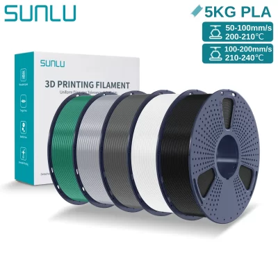 Filamento SUNLU 3D PLA 1,75 mm 5KG Filamentos 3D de plástico PLA multicoloridos cuidadosamente feridos com carretel reutilizável para a maioria das impressoras 3D FDM